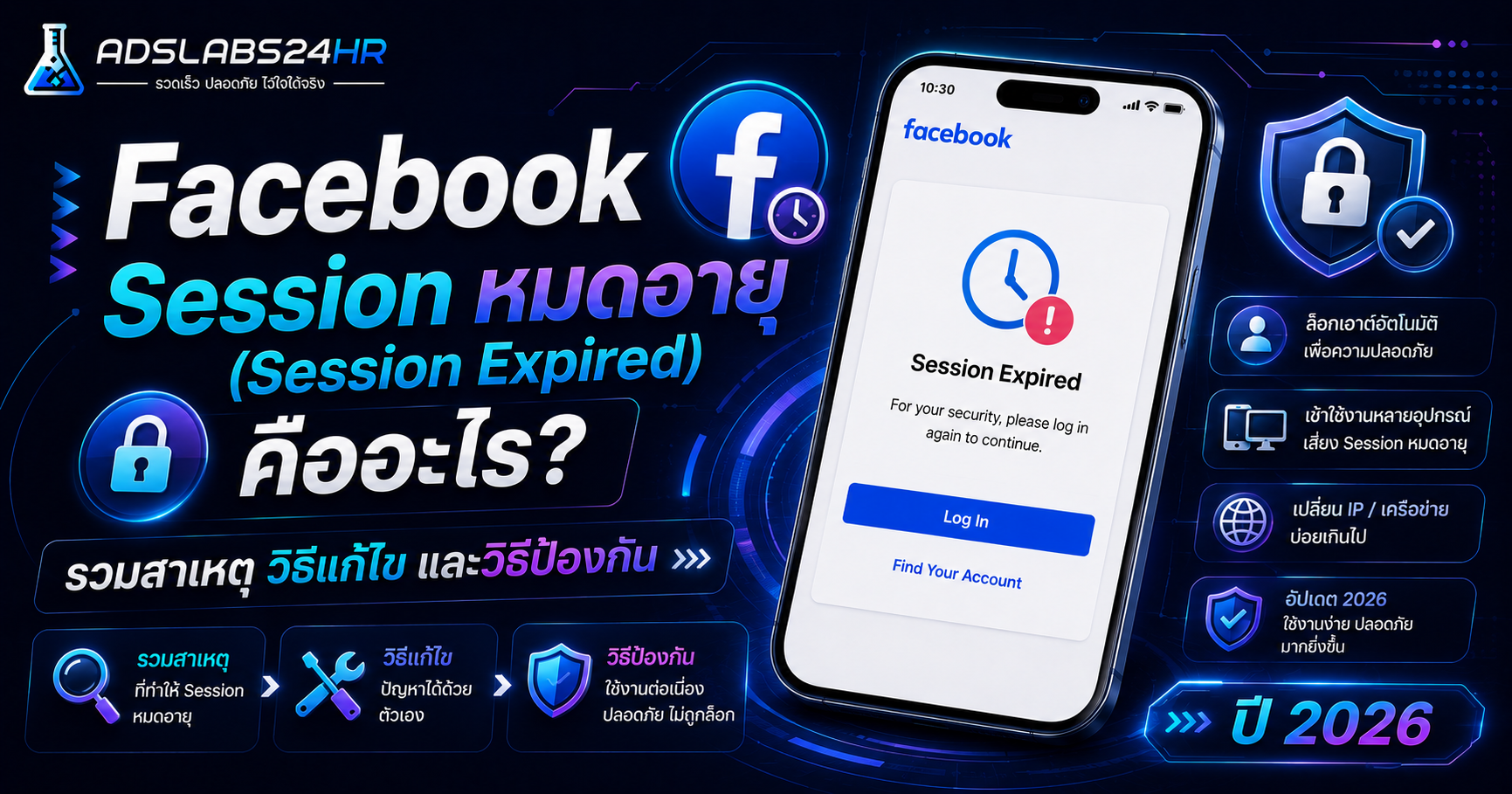 Facebook Session หมดอายุ (Session Expired) คืออะไร? รวมสาเหตุ วิธีแก้ไข และวิธีป้องกัน ปี 2026