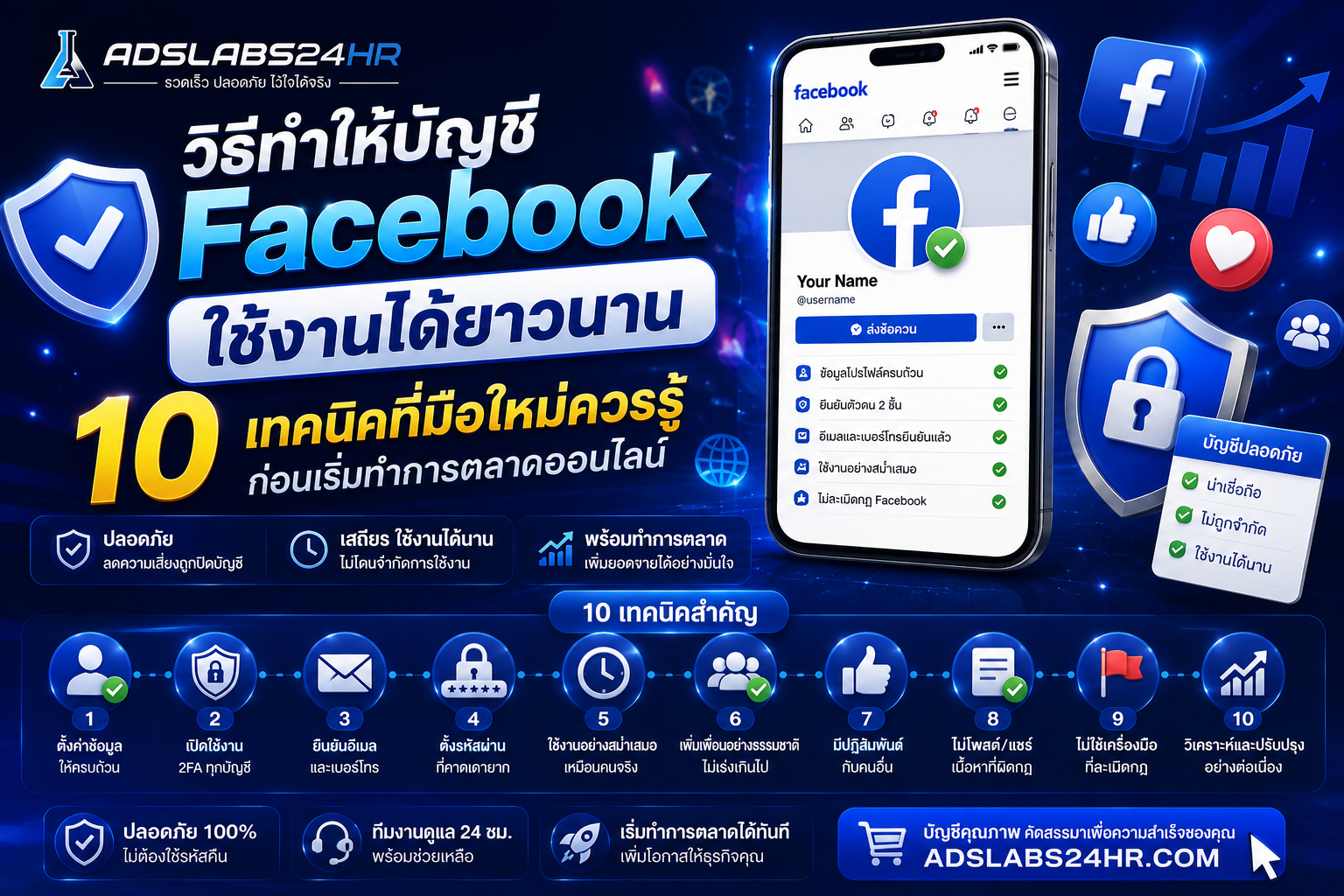 วิธีทำให้บัญชี Facebook ใช้งานได้ยาวนาน 10 เทคนิคที่มือใหม่ควรรู้ ก่อนเริ่มทำการตลาดออนไลน์