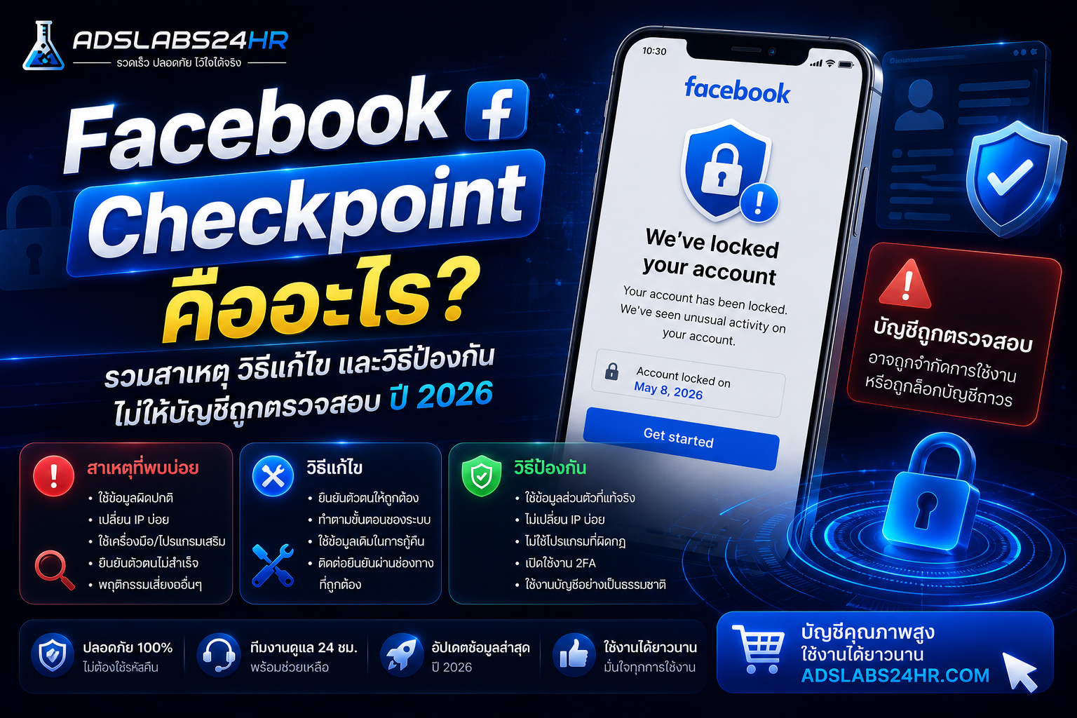 Facebook Checkpoint คืออะไร? รวมสาเหตุ วิธีแก้ไข และวิธีป้องกันไม่ให้บัญชีถูกตรวจสอบ ปี 2026