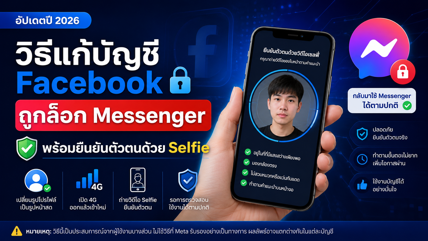 วิธีแก้บัญชี Facebook ถูกล็อก Messenger พร้อมยืนยันตัวตนด้วย Selfie (อัปเดตปี 2026)