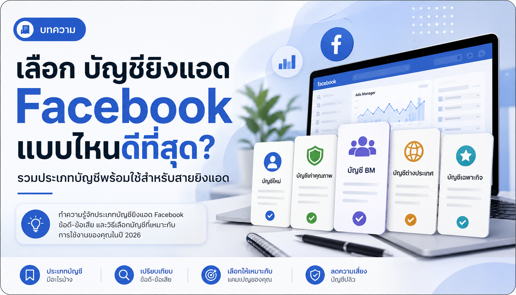 เลือก บัญชียิงแอด Facebook แบบไหนดีที่สุด? รวมประเภทบัญชีพร้อมใช้สำหรับสายยิงแอด | ADSLABS24HR